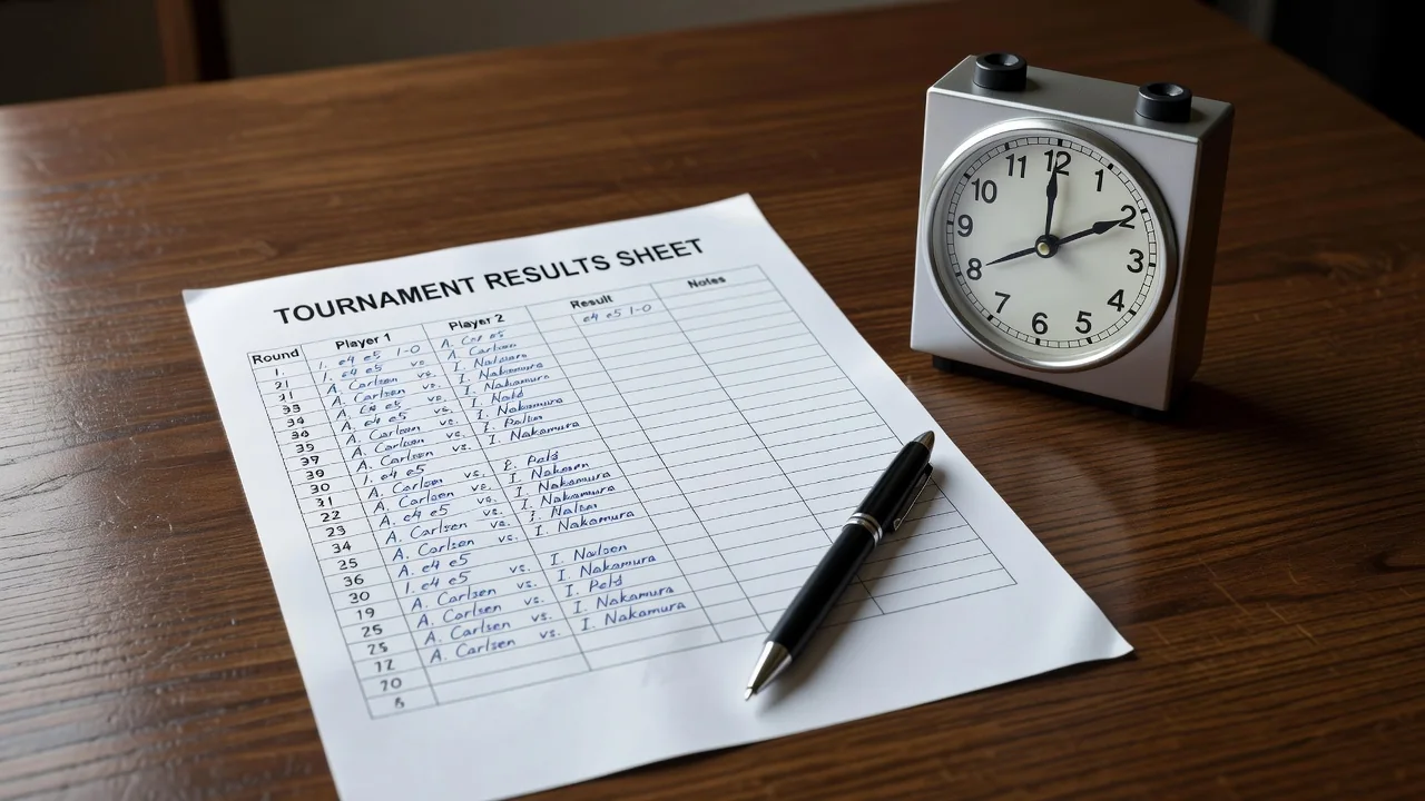Foglio accoppiamenti e classifica Buchholz di un torneo svizzero